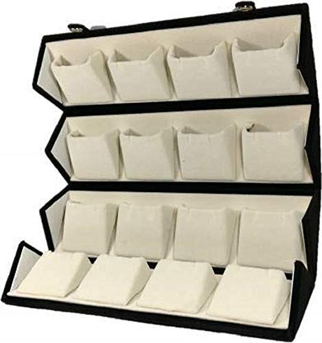 TREVIYAA Velvet Large Earring Studs Tops Velvet Folder 16 Pairs Organizer Jewellery Vanity Box jewellery box (Black)