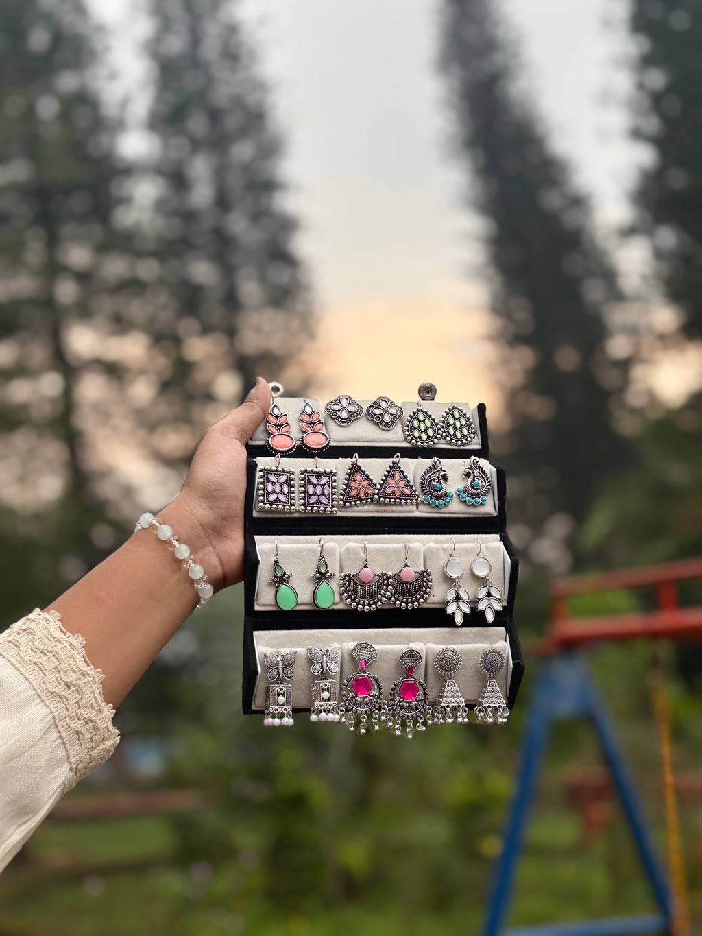 12 Pairs Stylish Oxidised Earrings Set for Women – Trendy & Ethnic Jewelry Collection ✨🌸