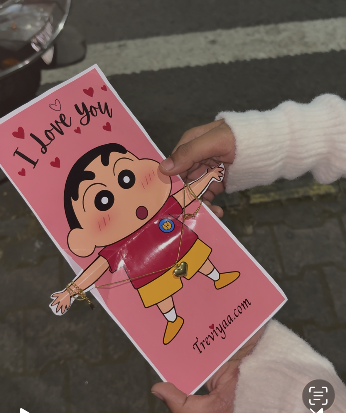 Shinchan “I Love You” Gift Card with Heart Necklace 💛 | Perfect Cute Surprise Gift 🎁💘