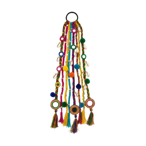 Vibrant Tribal Hair Accessory with Mirror Work