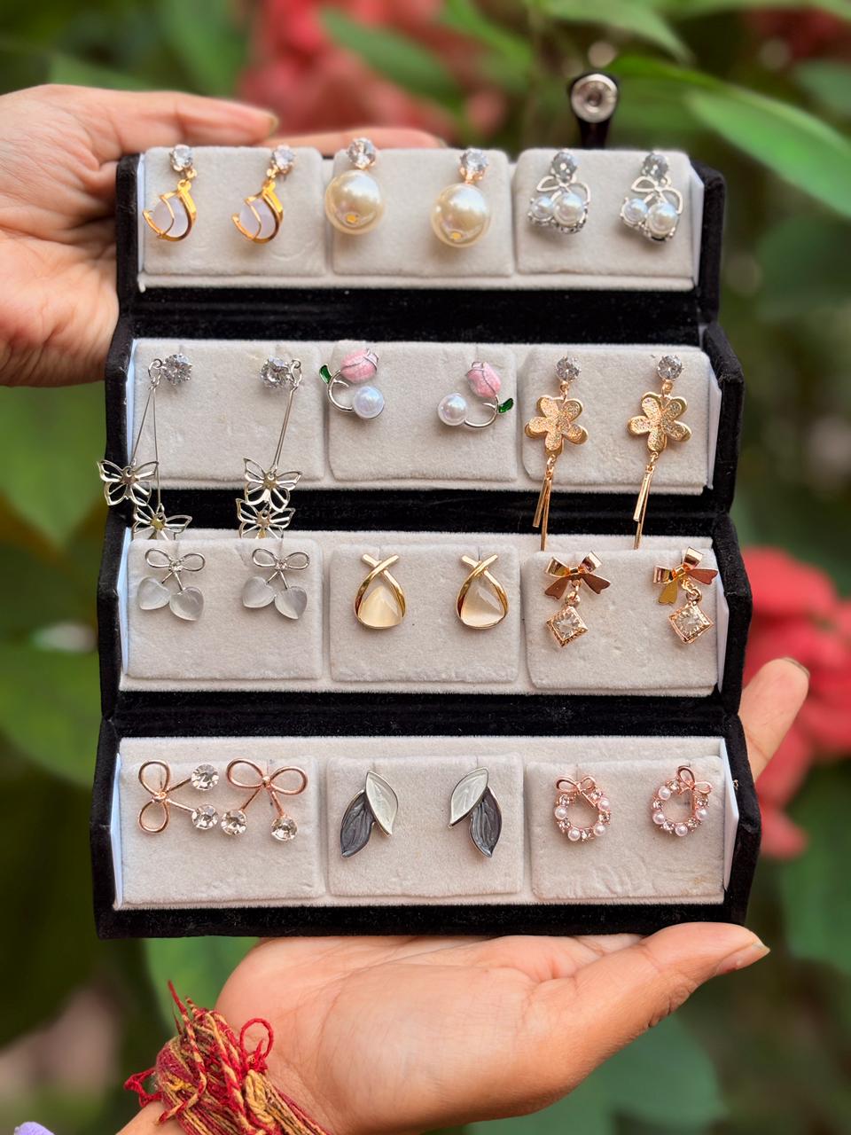 12 Pairs Stylish Western Earrings Set for Women – Trendy & Ethnic Jewelry Collection